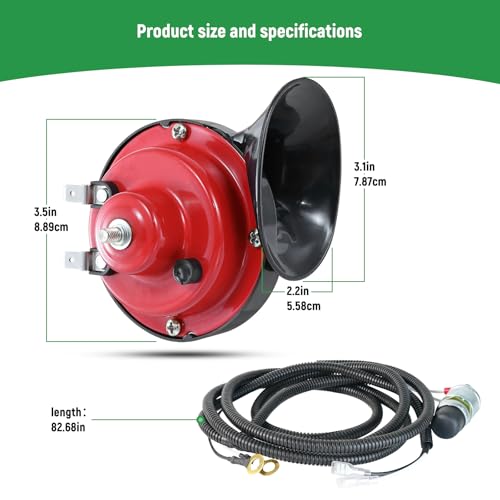 Image of Golf Cart Horn Kit High Universal 12V Note Electric Snail Horn
