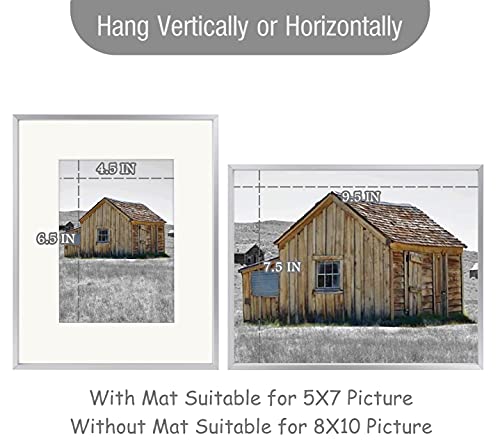 Golden State Art, 8X10 Aluminum Photo Frame For 5X7 Pictures With Ivory Mat Easel Stand For Tabletop Display - Wall Display - Great For Weddings, Graduations, Events, Portraits (Silver, 1-Pack) #TOP4