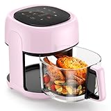 8-In-1 Glass Air Fryer, 5 QT Airfryer with Easy-View Glass Basket, Adjustable Temperature, Touch Panel Control, Circulating Heating, Compact and Large, Nonstick & Dishwasher Safe Fry Bowl