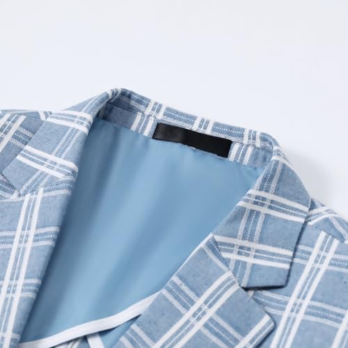 Men's Plaid Suit One Button Slim Fit Elegant Lightweight Sport Jacket Coats4