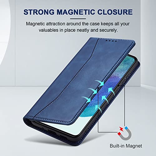 Image of Jasonyu Flip Wallet Case for Samsung Galaxy S21 FE,Blue