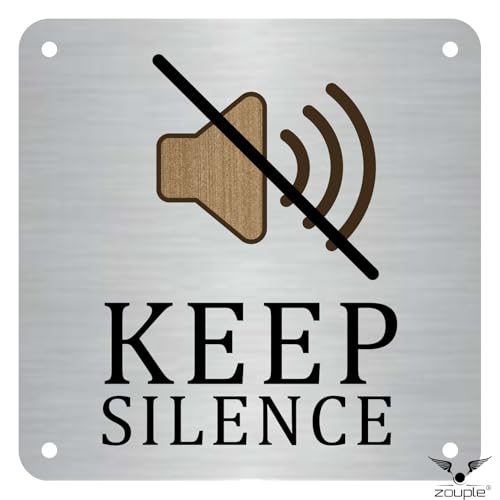 Image of Keep Silence Sign, 8x8 Inch, Durable Steel, Dual Mount