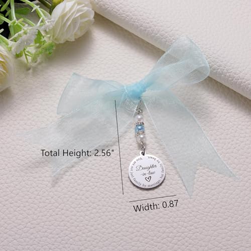 MIXJOY Something Blue Gift for Bride, Wedding Day Bridal Blue Pearl Angel Wings Bouquet Garter Charm for Bride to Be3