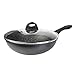 Sovereign Stone Wok con tapa de vidrio templado – Wok Pan – Wok antiadherente, sartén agitada, wok para inducción, sartén de aluminio, wok pequeño, sartén, sartén con tapa