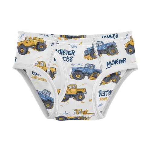 Wusikd Monster Truck Boys' Underwear Cotton Cartoon Boys Briefs Soft Toddler Underwear 2T