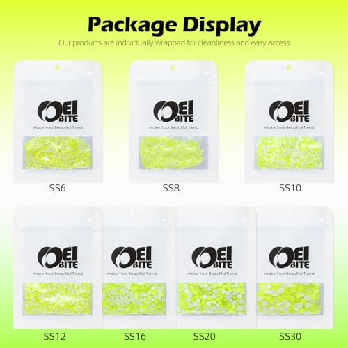 Image of Neon Yellow Flatback Rhinestones, Glass Rhinestones for Nail Art and Craft, Glue Fix, Loose Crystal Gemstones(Neon Yellow, SS10, 1440pcs, 2.7-2.8mm)
