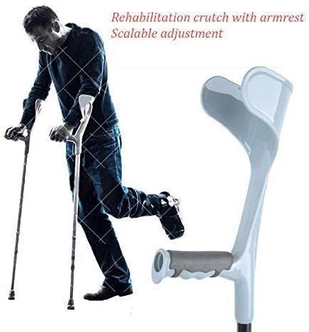 Muletas para adultos, Muletas de antebrazo de aleación de aluminio fáciles de transportar, muletas de codo con altura ajustable y puños abiertos.