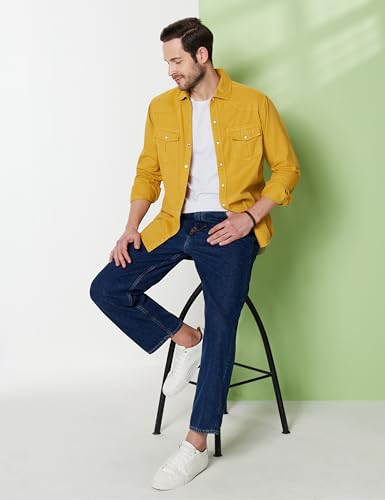 Image of Symbol Premium Men's Washed Cotton Twill Casual Shirt - Regular Fit | Pure Cotton (Available in Plus Sizes)