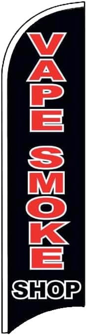 Miniatura 1 de 4 Less Co VAPE SMOKE SHOP - Bandera de swooper sin viento, 2.5 x 11.5 pies de alto, grande, de plumas (solo bandera) kb