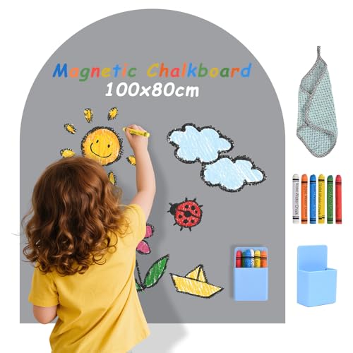 Tableau magnétique pour enfants Trsaow, tableau mural autocollant en forme d'arche aux couleurs pastel (gris)