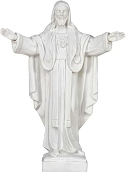 THE FAITH GIFT SHOP White Statue of Sacred Heart of Jesus Montmatre Made in Italy/Estatua Blanca del Sagrado Corazon de Jesus Hecha en Italia 9"
