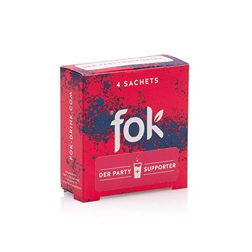 fok® Der Partysupporter | Abends fok. Morgens fit! | 4 Sachets = 2x Feiern | Made in Germany | mit Kurkuma