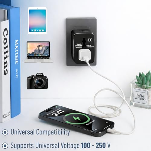 Image of MX Universal Travel Adapter All in One Worldwide Plug Adapter, International Travel Plug Converter Multi Plug Pin with Surge Protector, 3 Pin Universal Socket Adapter for UK, Europe, USA, China, Japan
