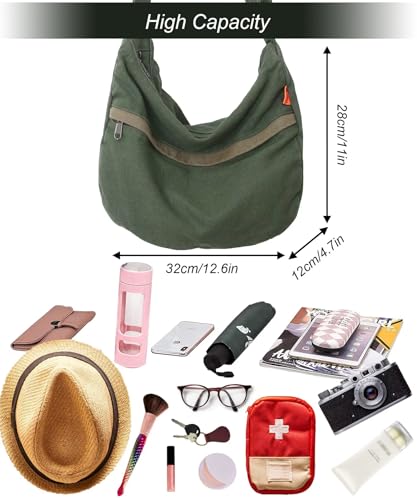 Hobo Crossbody Bags for Women, Canvas Messenger Bag Shoulder Tote Bag Travel Hiking Work3