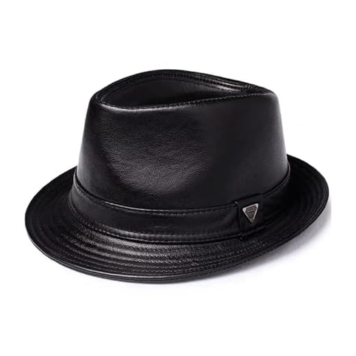 IOEUIWP Pork Pie Hat Male Leather Sheepskin Formal Hat Gentleman Cow Skin Short Brim Yellow Brown Top Hat Male Shows Gentleman Men's Summer(Black,XXL 59 60cm)