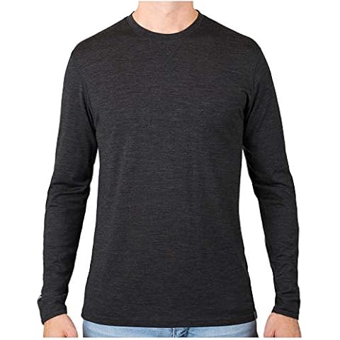 MERIWOOL Mens 100% Merino Wool Base Layer Lightweight Long Sleeve Thermal Shirt - Grey - L Cover
