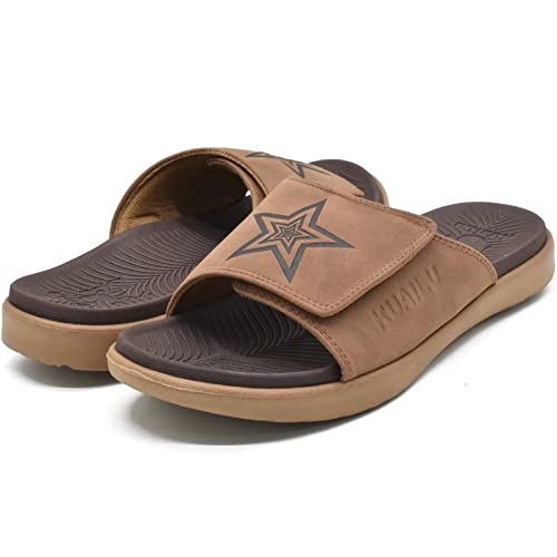 Image of KuaiLu Mens Slide Sandals Orthotic Arch Support Athletic Sport Sandals For Men Adjustable Comfort Slippers With Soft Cushioning For Outdoor