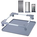 Mini Fridge Stand with Silicone Drip Tray, Universal Stand Base Adjustable Refrigerator Stand with 4 Strong Feet, 24''x 24'' Drain Pan, Suitable for Fridge, Washing Machine, Dryer, Wine Cabinet