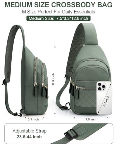 Image of Capolo Sling Bag for Women Men Waterproof Crossbody Bags for Women Trendy Casual Fanny Pack with Convertible Shoulder Strap Chest Bag for Travel Hiking(Green, Medium)