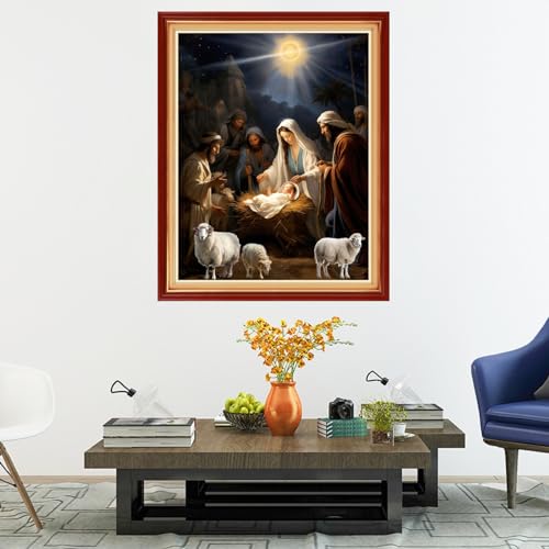 Image of Dooxvey Cross Stitch Kits for Adults Stamped Full Range of Embroidery Starter Kits for Beginners 11CT Printed Cross Stitch Patterns Needlepoint Kits Stamped Crossstitch-Nativity 16x20 inch