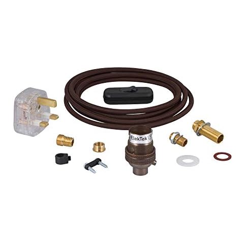 ElekTek Antique Brass Lamp Kit with Flex Cover