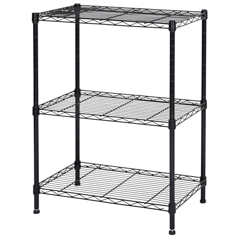 Homeiju 3-Shelf Storage Rack,Adjustable Height Metal Shelving Unit,Heavy Duty Storage Shelving Unit,Wire Rack Shelving,Garage Organizer for Home,Kitchen,Office,Pantry,Garage（13.5"D x 23.4"W x 31"H） Cover