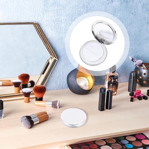 Lurrose Leere Puderdose, Puderdose, Puderdose, Foundation, mit Spiegel, Reisepulver, silberfarben, 2 Stück