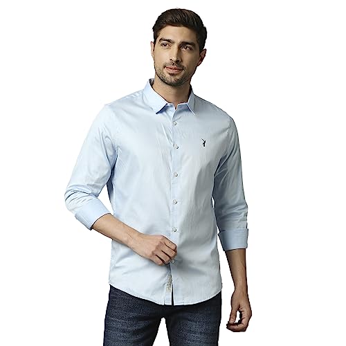 Image of Thomas Scott Men's | Solid | Full Sleeve | Slim Fit | Cotton Blend | Spread Collar | Casual Shirt