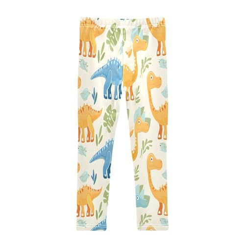 Bolaz Toddler Girls Leggings Printed Yoga Pants Leggings Yellow Blue Dinosaur for Kids2