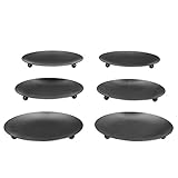 Hosley's Set of 6 Black Iron Pillar Plates - 7
