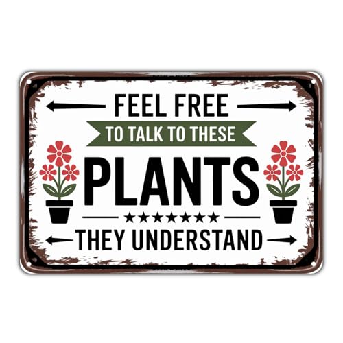 Talk to Plants tin sign Vintage Funny Plants Metal Sign