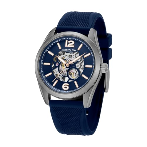 Image of Kenneth Cole Automatic Blue Round Dial Men's Watch | Silicon Strap Material | Watches for Men Analog - KCWGZ0104001MNW