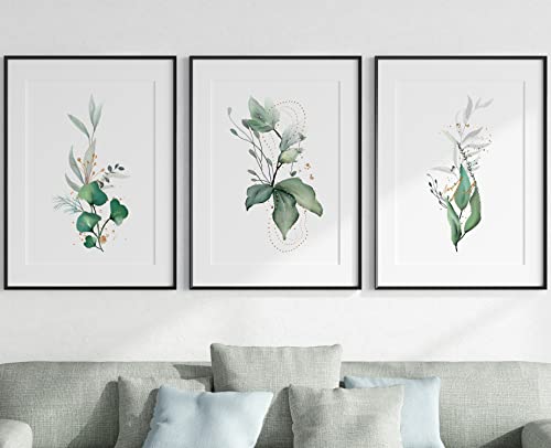 Eviepops Prints Eucalyptus Botanical Wall Art Set of 3 Unframed Prints, Abstract Tropical Plant Decor