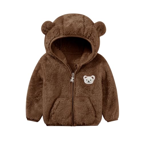 Image of Baby Boys Girls Fleece Jackets Zip Up Hoodies Cute Bear Coats Fall Winter Fuzzy Jacket Newborn Boys Girls Outwear