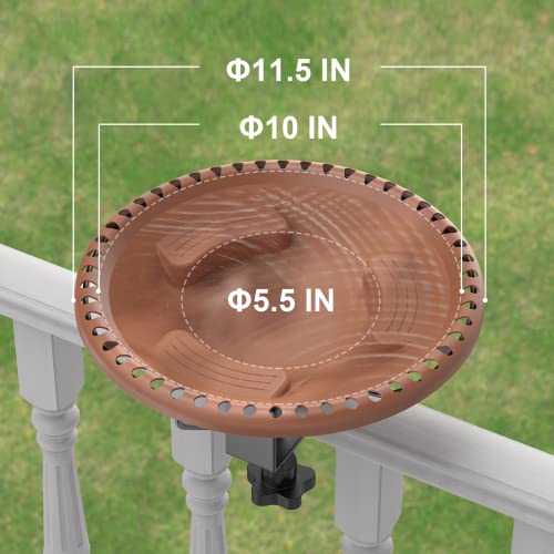 Desgully Deck Mounted Bird Bath Bowl Spa Clamp, Bird Baths For Outdoors Unheated Lightweight Detachable,Drinking Feeder, Adjustable Heavy Duty Sturdy Steel, Great For Attracting Birds (Brown) #TOP1
