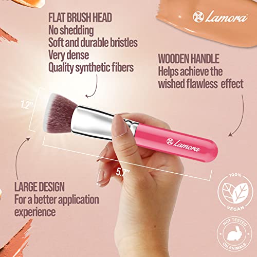 Flat Top Kabuki Foundation Brush - Premium Makeup Face Brush For Liquid, Cream, Powder - Blending, Buffing, Stippling Brush - Pro Quality Synthetic Dense Bristles #TOP1