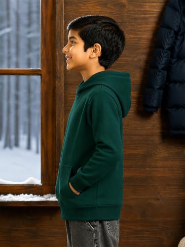 Image of Unisex Kids Solid Full Sleeve Zip Front Open Hooded Sweatshirt