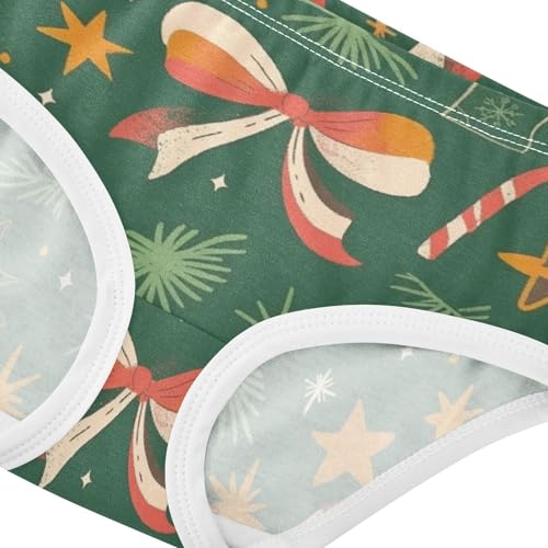 Girls' Brief Panties Organic Cotton Toddler Underwear for Baby Girls Bows & Pine Christmas Pattern4
