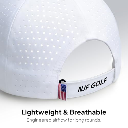 Image of NJF Golf Hat Men - Breathable Mens Golf Hats, Adjustable Rope Hook and Loop Style Cap, Convenient Cap with Tee Holder