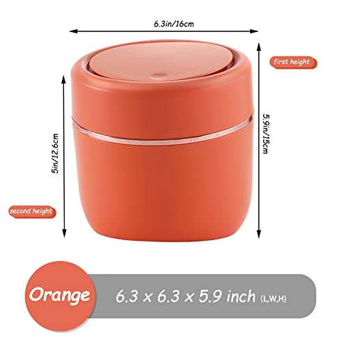 Mini caneca de basura con tapa para escritorio naranja miniatura 2