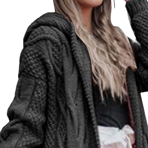 Hooded Open Front Cardigan for Women Oversized Cable Knit Sweaters Chunky Cardigan with Pocketed Floor Length Coat4