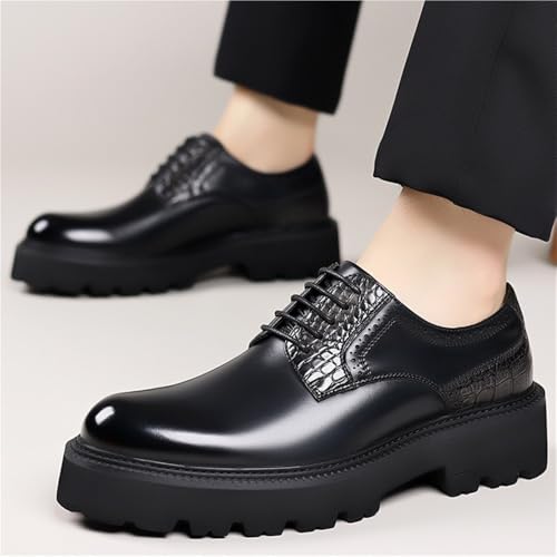 Men's Fashion Chunky Sole Genuine Leather Oxford Dress Shoes for Wedding Business Formal British Style Comfortable Soft Cushion Slip2