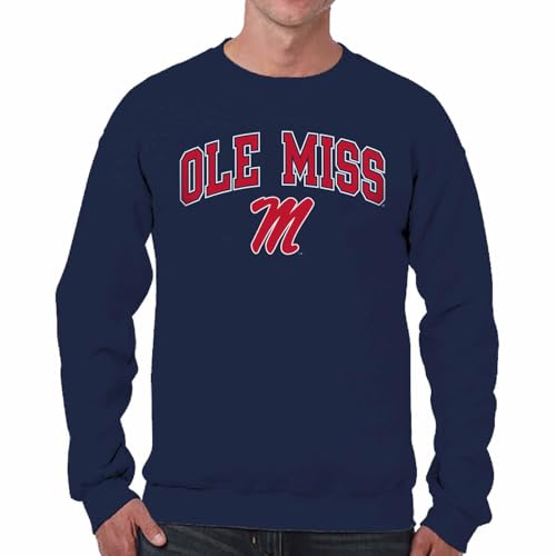 Image of NCAA College Sweatshirt Fleece Crewneck Pullover for Men and Women | Officially licensed NCAA college gameday crewneck pullover - 9 oz fleece lined sweatshirt with arch and logo design
