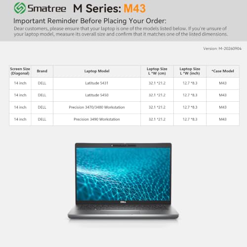 Image of Smatree M43 14 inch Hard Laptop Sleeve for DELL Latitude 5431 /5450