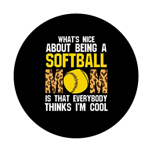 what's nice being softball mom softball mom softball player PopSockets Swappable PopGrip, Black - Image 3