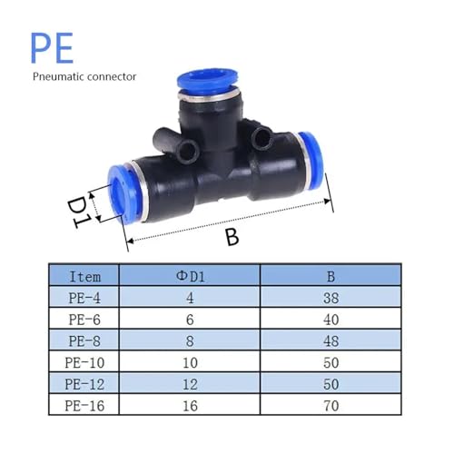 Accesorios neumáticos PE de plástico para unión rápida de manguera 6
