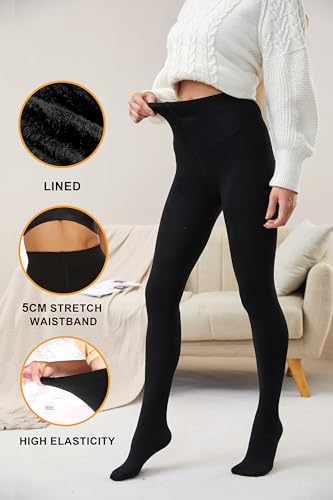 Image of CozyWow Opaque Fleece Lined Tights for Women, Soft Warm Thermal Tights for Winter