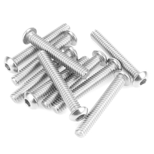 Image of 10 Pieces 1 /4-20 x 1-5 /8 inch Button Head Socket Cap Screws Bolts, HELIFOUNER 304 Stainless Steel (18-8) Screws, Bright Finish, Fully Threaded