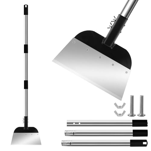Newthinking Multifunctional Garden Shovel, Garden Cleaning Shovel with Long Handle, Heavy Duty Steel Flat Scraper for Outdoor Lawn Patio Weed Removal