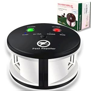 LVEZ Ultrasone afweermiddel 360° tegen ratten, muizen, knaagdieren, kakkerlakken en insecten. Krachtige variabele frequenties, een bereik van 550 m². Milieuvriendelijke oplossing tegen ongedierte zonder chemicaliën